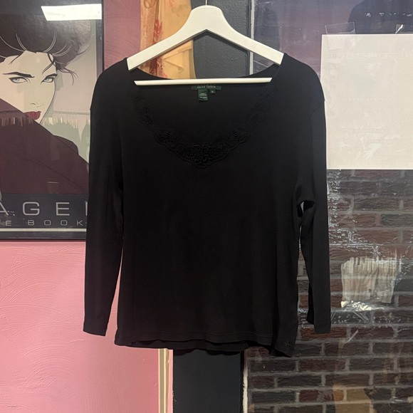 Ralph Lauren Tops - Ralph Lauren Lace Collar Black Long Sleeve Top